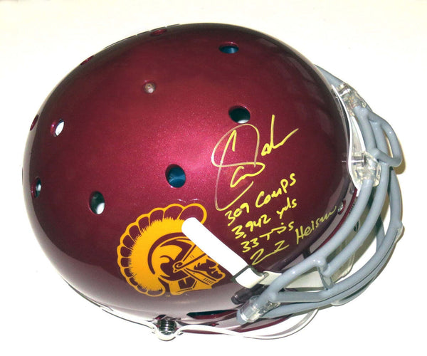 Carson Palmer Signed USC Trojans Authentic Helmet W/2002 Heisman & Stats BAS