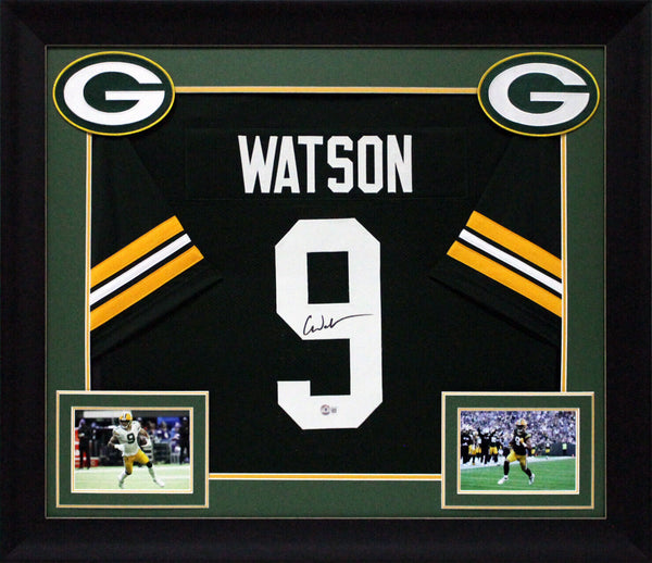 Christian Watson Authentic Signed Green Pro Style Framed Jersey BAS Witnessed