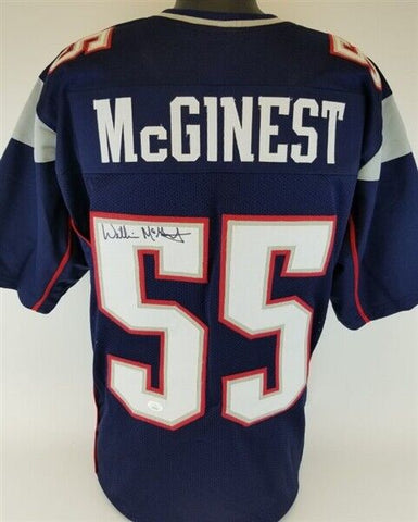 Willie McGinest Signed Patriots Jersey (JSA COA) 3xSuper Bowl Champion L.B.