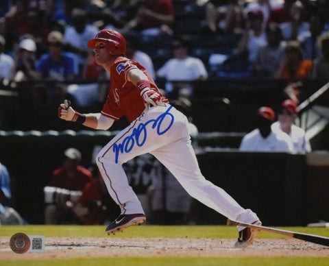 Michael Young Signed Texas Rangers 8x10 Red Jersey Photo - Beckett W Hologram