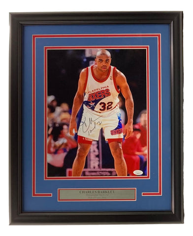 Charles Barkley Signed Framed 11x14 Philadelphia 76ers Photo JSA AG80337