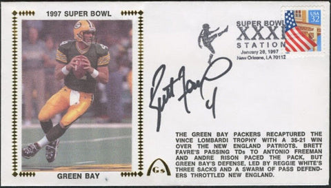 Brett Favre Signed 1997 FDC Envelope (JSA COA) 3xNFL MVP / Super Bowl XXXI Champ