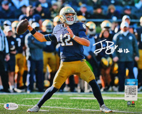 Ian Book Autographed Notre Dame Passing 8X10 FP Photo- Beckett W *White