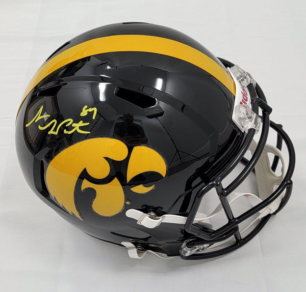 Sam LaPorta Autographed Iowa Riddell Replica Helmet Beckett Witnessed