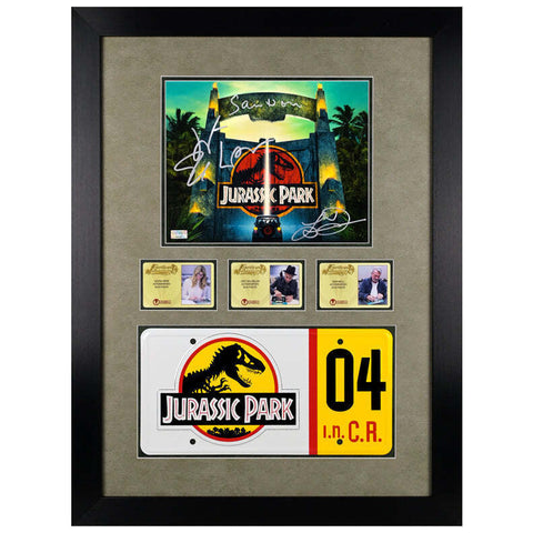 Sam Neill Jeff Goldblum Dern Autographed Jurassic Park Framed 8x10 Photo Display