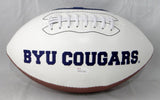 Jim McMahon Autographed BYU Cougars Logo Football *Left- JSA W Auth