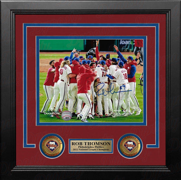 Rob Thomson NLCS Mound Celebration Autograph Phillies 8x10 Framed Photo JSA PSA