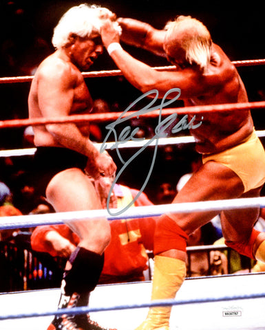 RIC FLAIR AUTOGRAPHED SIGNED 8X10 PHOTO WWE VS. HULK HOGAN JSA STOCK #228789