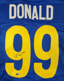 AARON DONALD AUTOGRAPHED SIGNED PRO STYLE CUSTOM XL JERSEY BECKETT QR COA