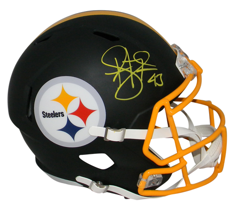 TROY POLAMALU SIGNED PITTSBURGH STEELERS BLACK FULL SIZE SPEED HELMET BECKETT