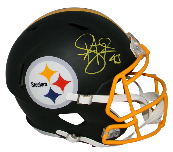 TROY POLAMALU SIGNED PITTSBURGH STEELERS BLACK FULL SIZE SPEED HELMET BECKETT