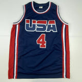 Autographed/Signed CHRISTIAN LAETTNER Team USA Olympics Blue Jersey JSA COA Auto