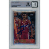 Allen Iverson Autographed 1996 Topps Chrome 171 Card 10 Grade Beckett 47041