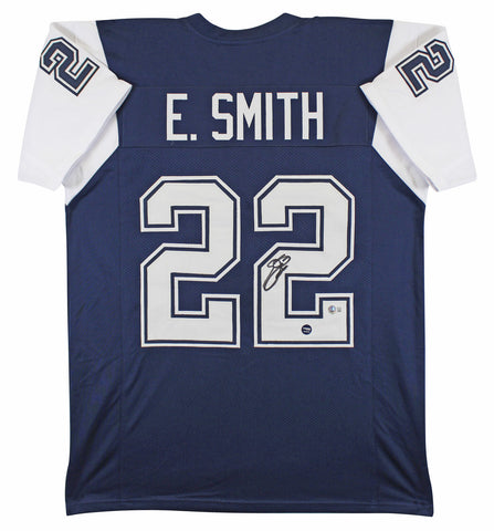 Emmitt Smith Authentic Signed Navy Thanksgiving Pro Style Jersey BAS Witnessed