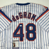 Autographed/Signed JACOB DEGROM New York Pinstripe Baseball Jersey JSA COA Auto