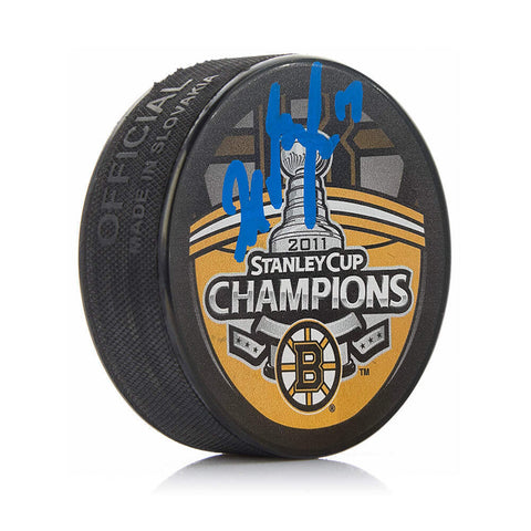 Milan Lucic 2011 Stanley Cup Champions Boston Bruins Autographed Puck JSA PSA