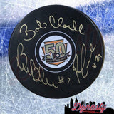 LCB Line Clarke/Barber/Leach Autographed Flyers 50th Anniversary Puck JSA COA