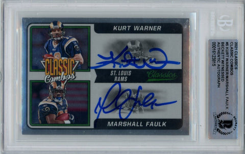 Marshall Faulk Kurt Warner Signed 2021 Panini Classics Combo #5 Beckett 43939