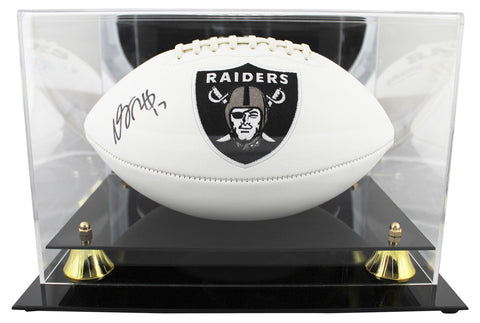 Raiders Davante Adams Signed White Panel Logo Football W/ Case BAS Witnessed