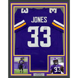 Framed Autographed/Signed Aaron Jones 35x39 Minnesota Purple Jersey Beckett COA