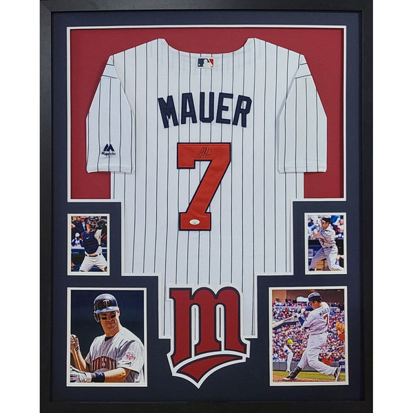 Joe Mauer Autographed Signed Framed Minnesota Twins Jersey JSA