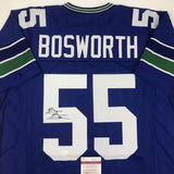 Autographed/Signed Brian Bosworth Seattle Blue Football Jersey JSA COA