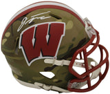 Jonathan Taylor Autographed Camo Wisconsin Badgers Mini Helmet FAN 36101