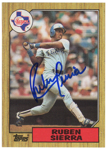 Ruben Sierra Signed Rangers 1987 Topps Rookie Baseball Card #261 -(SCHWARTZ COA)