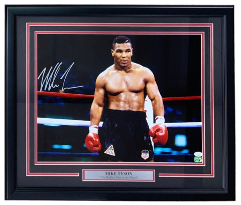 Mike Tyson Left Signed Framed 16x20 Boxing Stare Photo JSA