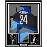 Framed Autographed/Signed Cam Thomas 33x42 Brooklyn City Black Jersey BAS COA