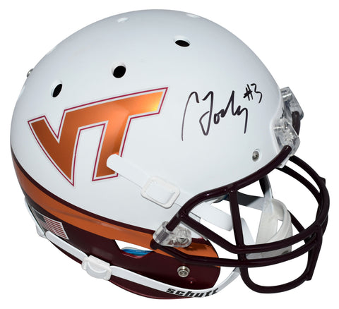 CALEB FARLEY SIGNED VIRGINIA TECH HOKIES WHITE FULL SIZE HELMET BECKETT