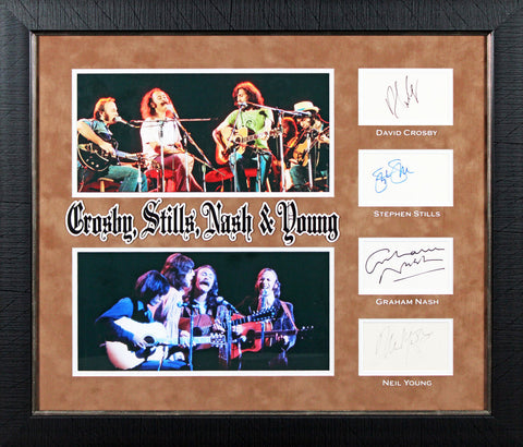 (4) Crosby, Stills, Nash & Young Authentic Signed Framed Display BAS #AD04850