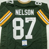 Autographed/Signed JORDY NELSON Green Bay Green Football Jersey Beckett BAS COA