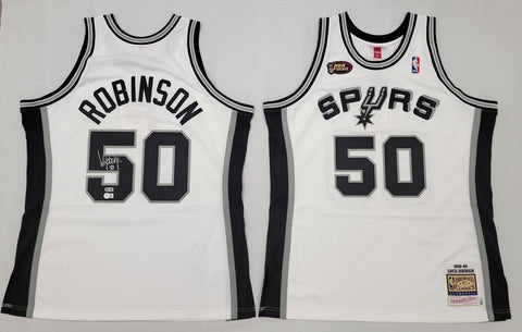 David Robinson Signed San Antonio Spurs White 1998-99 M&N Authentic Jersey BAS