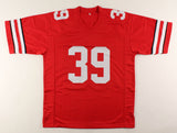 Malik Harrison Signed Ohio State Buckeyes Red Jersey (TSE COA) Ravens Linebacker