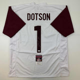 Autographed/Signed Jahan Dotson Washington White Football Jersey JSA COA