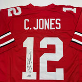 Autographed/Signed Cardale Jones Ohio State Red College Jersey Tristar COA