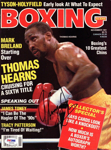 Thomas "Hitman" Hearns Autographed Boxing Scene Magazine Cover PSA/DNA #S42546