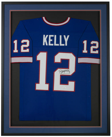 Jim Kelly Signed Framed Custom Blue Football Jersey JSA ITP