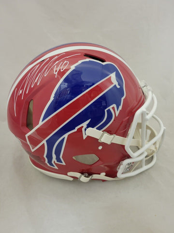 VON MILLER SIGNED BUFFALO BILLS F/S THROWBACK SPEED AUTHENTIC HELMET BECKETT QR