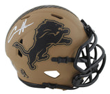 Lions Aidan Hutchinson Signed Salute To Service II Mini Helmet W/ Case BAS Wit