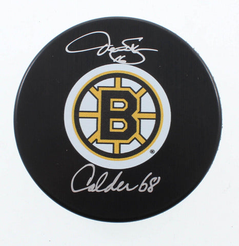 Derek Sanderson Signed Bruins Logo Hockey Puck Inscribed "Calder 68" (COJO COA)