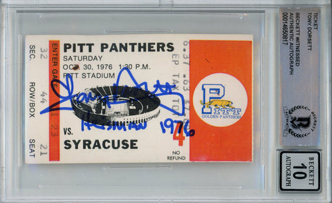 Tony Dorsett Signed 10/30/1976 vs Syracuse Ticket Stub Heisman BAS 10 Slab 39256