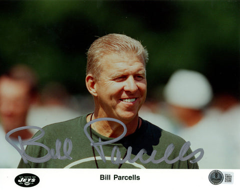 Bill Parcells Autographed/Signed New York Jets 8x10 Photo Beckett 47769