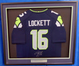 SEAHAWKS TYLER LOCKETT AUTOGRAPHED FRAMED BLUE NIKE JERSEY MCS HOLO 162378