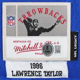 Giants Lawrence Taylor "HOF 99" Signed Blue Mitchell & Ness Jersey BAS Witness