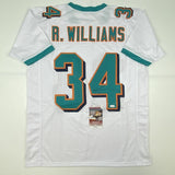 Autographed/Signed RICKY WILLIAMS Miami White Football Jersey JSA COA Auto