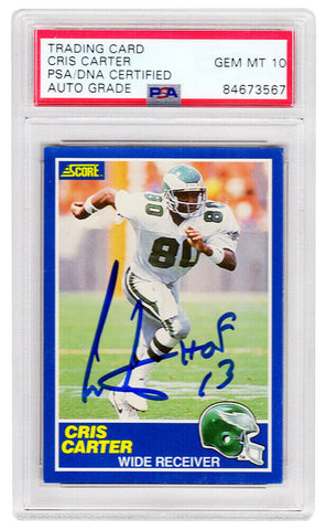 Cris Carter autographed Eagles 1989 Score RC Card #72 w/HOF'13 (PSA - Auto 10)