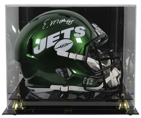 Jets Elijah Moore Authentic Signed Full Size Speed Rep Helmet w/ Case BAS Wit