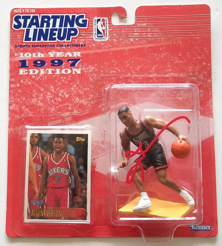 Allen Iverson Signed Philadelphia 76ers 1997 Starting Lineup Beckett Witnessed